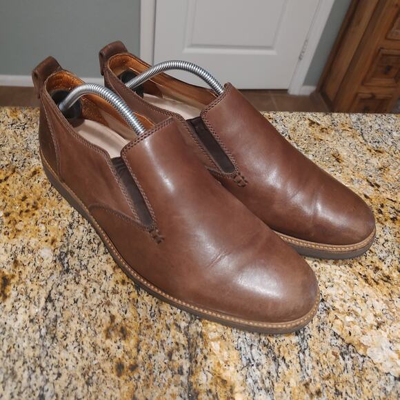 Tommy Bahama Shoes Mens Size 11.5 Brown Leather Slip On Eaton Loafers Comfort - Picture 2 of 14